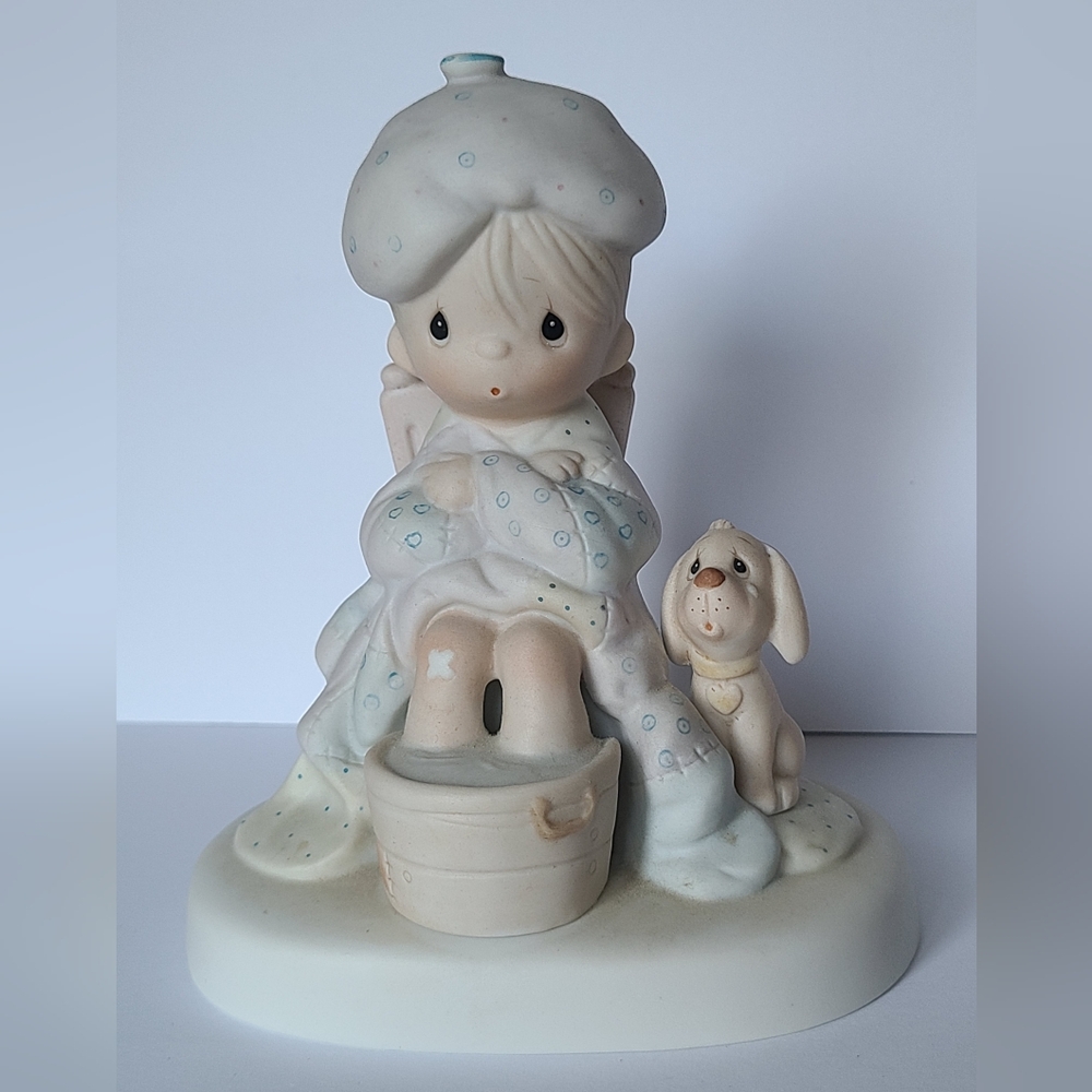 Vintage Precious Moments God is Watching Boy Dog Porcelain Collectible Figurine